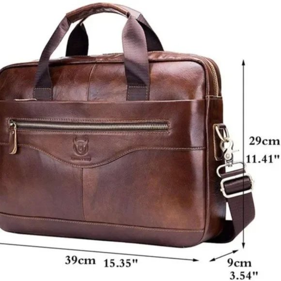 New Leather Messenger Handbag Business Brown #01 - Picture 7 of 8